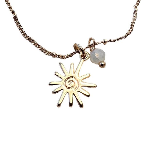 🤯5/$20🤯 NEW Dainty Gold Tone Anklet With Sun Charm And Crystal - Picture 2 of 3